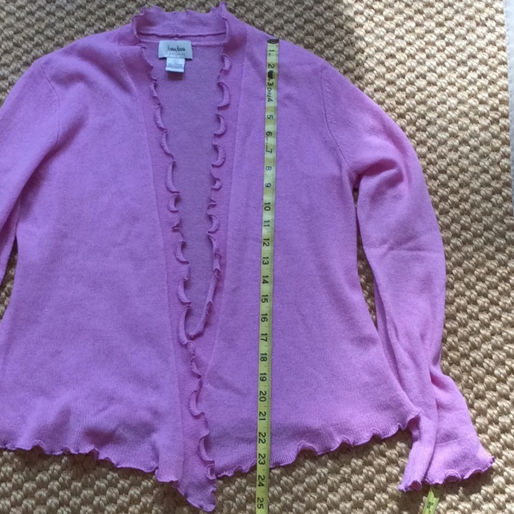 HP🎉Neiman Marcus Cashmere Ruffle Cardigan - Large - Picture 4 of 4